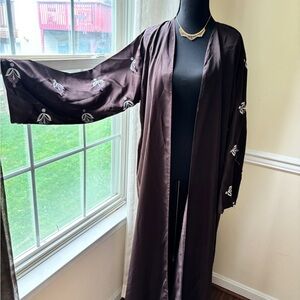 Elegant Brown Embroidered Robe